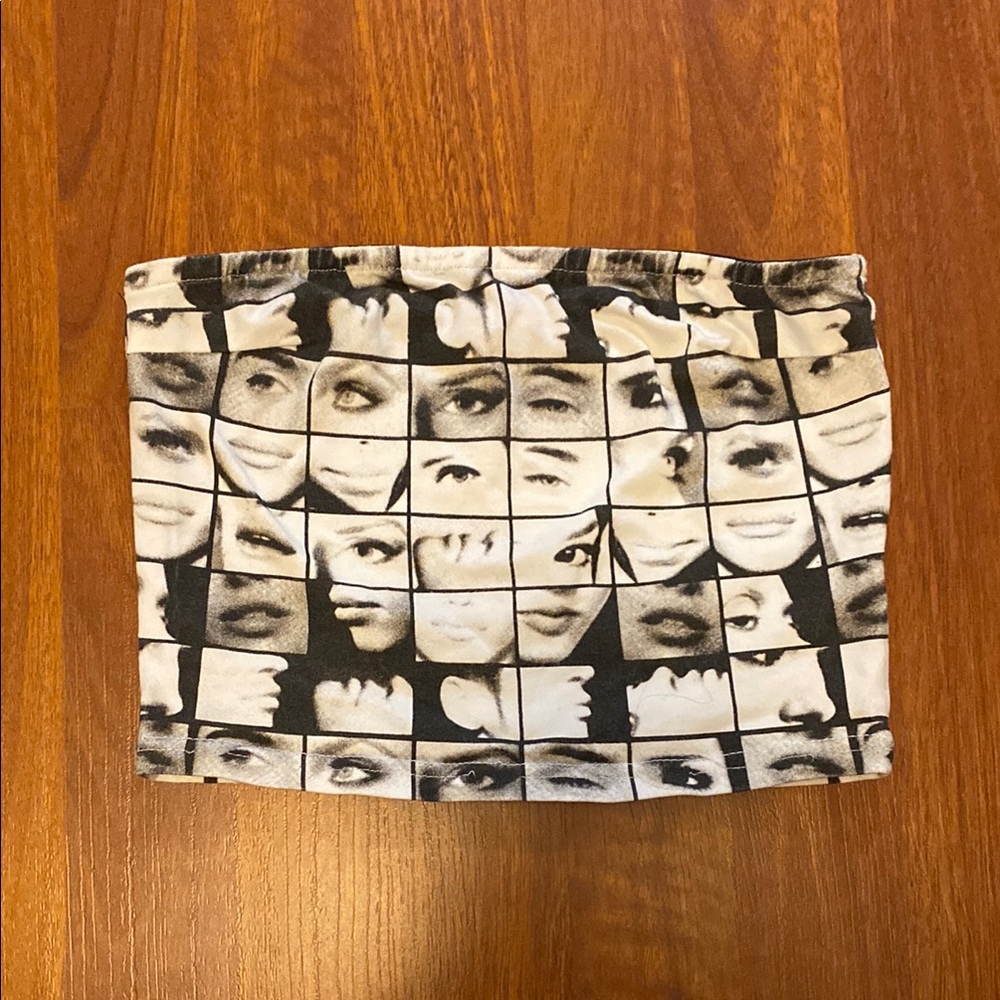 Edikted Graphic Black and White Tube Top